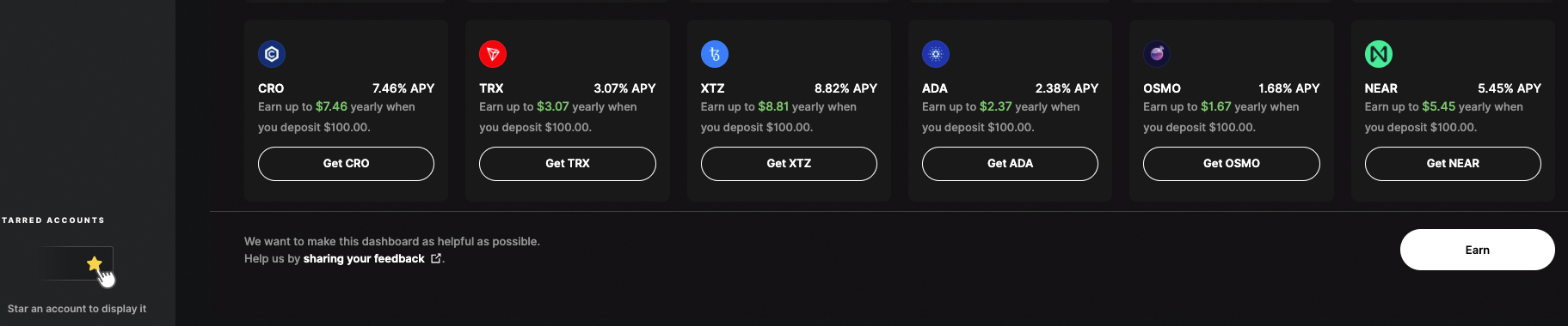 Staking Percentage / APY | © Copyright Ledger 2025 Ledger Wallet - Earning Section