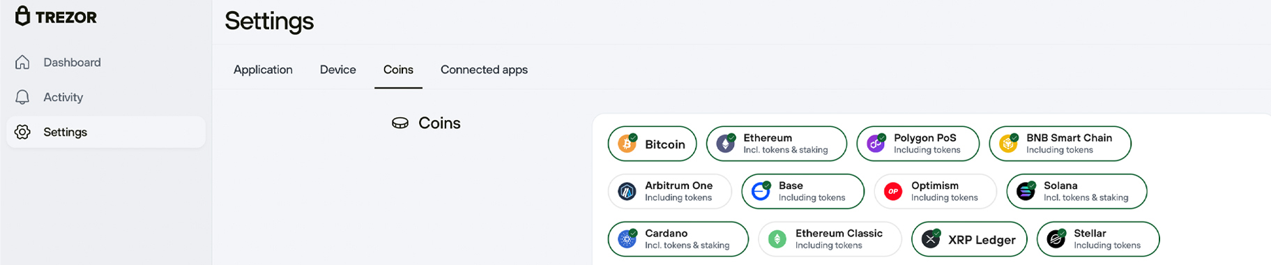 Trezor Suite Supported Coins